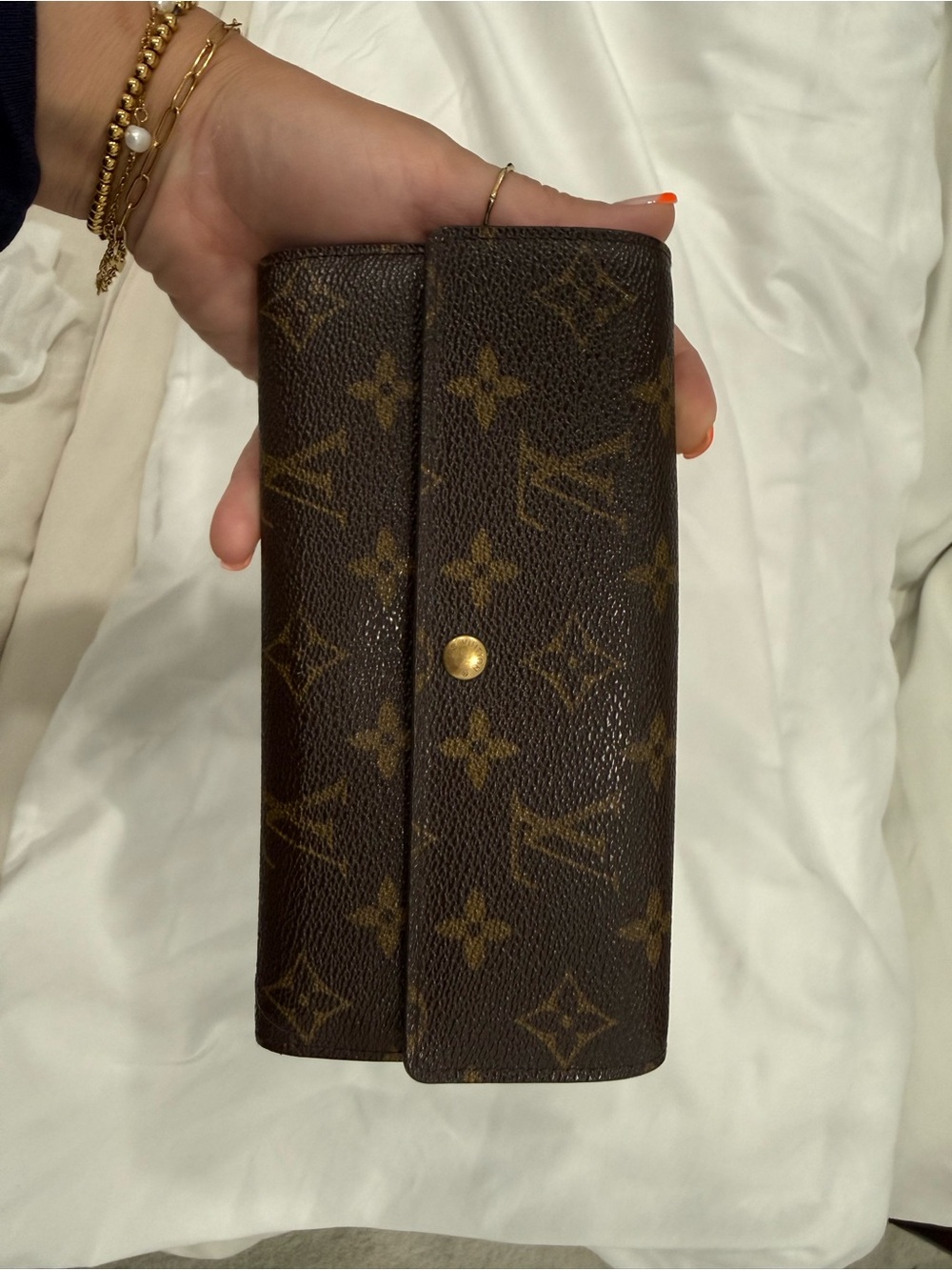 Louis Vuitton Monogram Canvas Long Wallet in Brown and Gold
